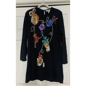 Vintage Claudia D. 90’s Sweater Dress Sequin Beaded Silk Lambs Wool Angora M